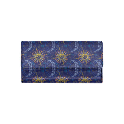 Celestial Moon Sun Pattern Print Design 01 Women's Trifold Wallet