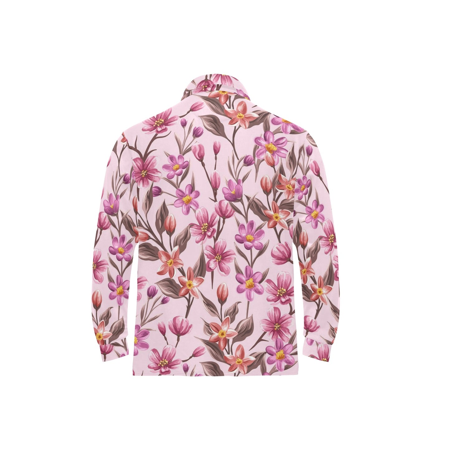 Summer Floral Pattern Print Design SF09 Long Sleeve Polo Shirt For Men's