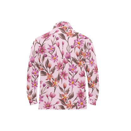 Summer Floral Pattern Print Design SF09 Long Sleeve Polo Shirt For Men's