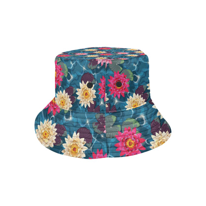 Water Lily Pattern Print Design WL05 Unisex Bucket Hat