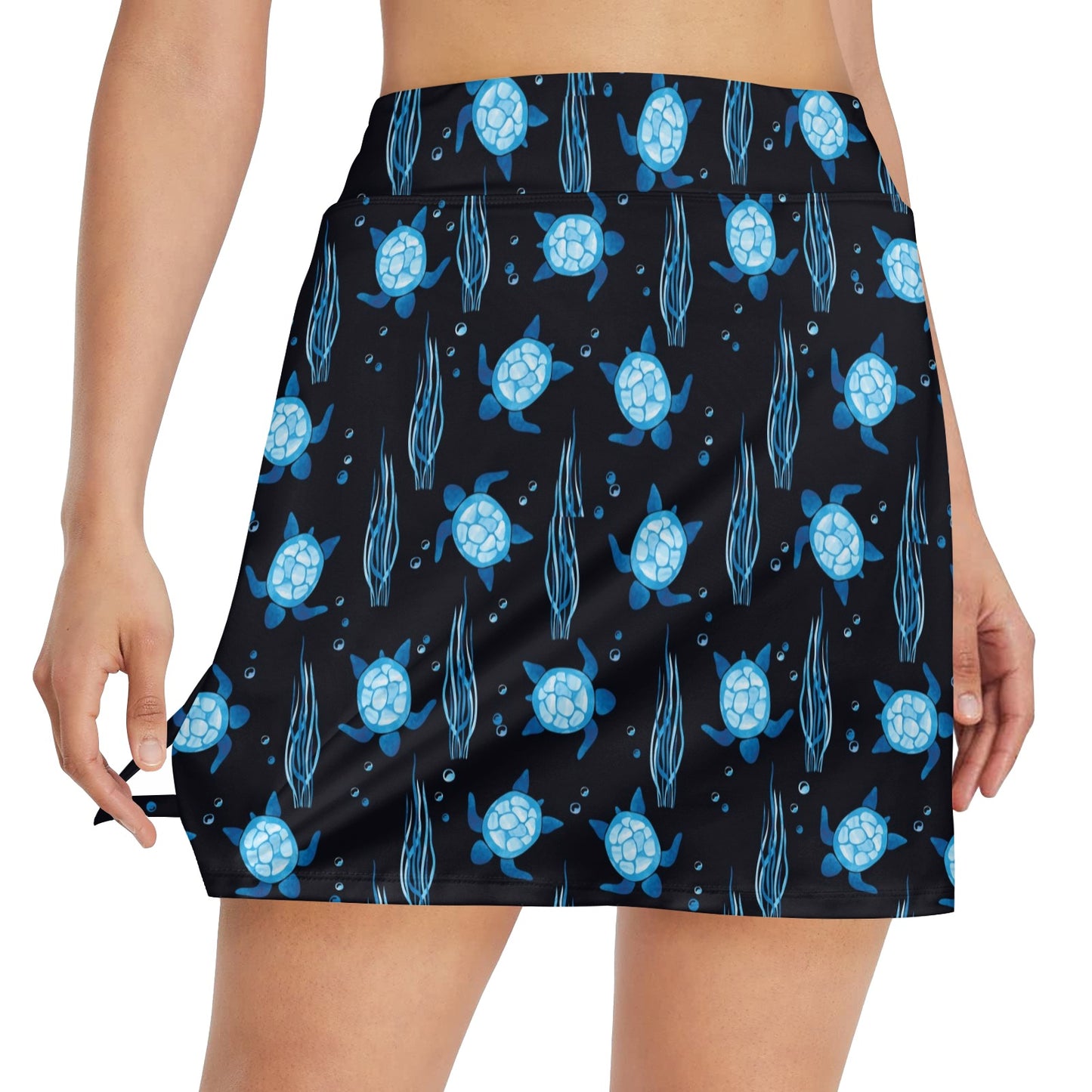 Sea Turtle Print Design LKS3013 17" Golf & Pickleball Skort with Pockets