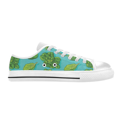 Spinach Print Design LKS301 Women's White Low Top Shoes