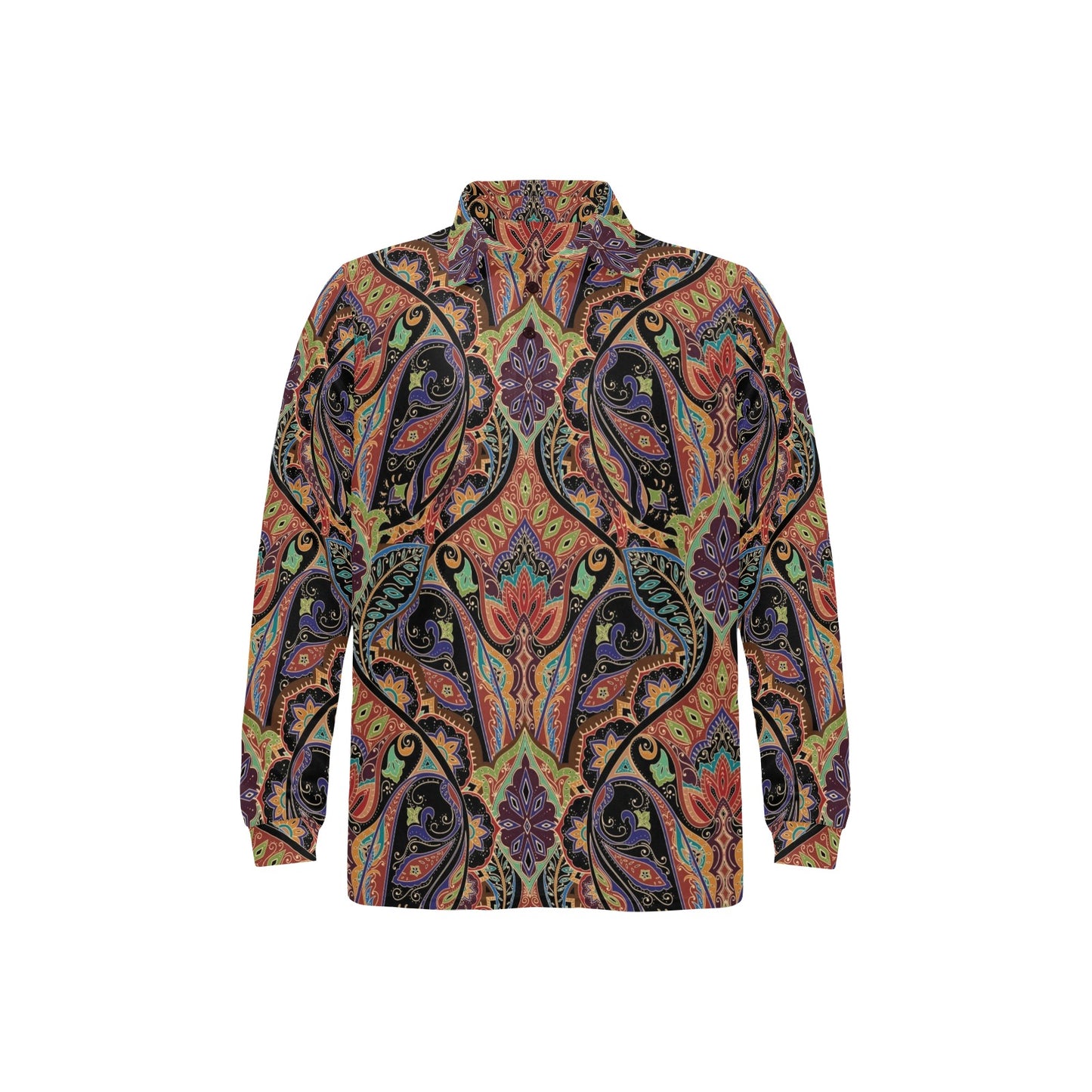 Bohemian Pattern Print Design 06 Long Sleeve Polo Shirt For Men's