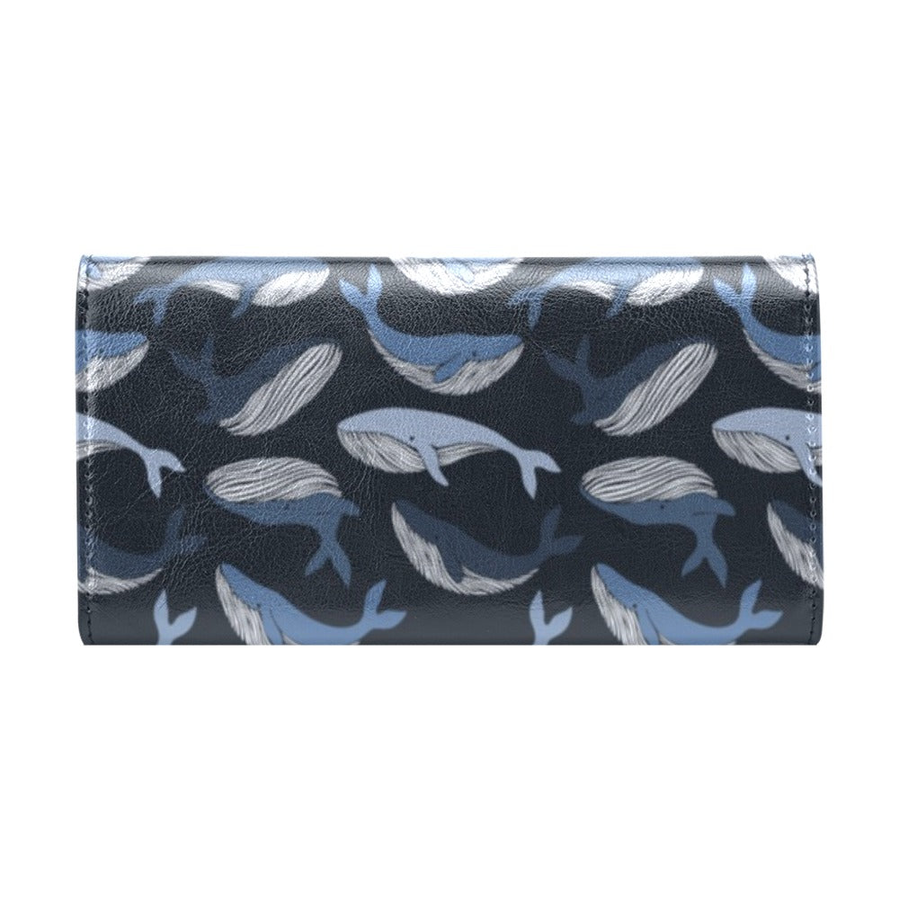 Whale Print Design LKS301 Women's Trifold Wallet