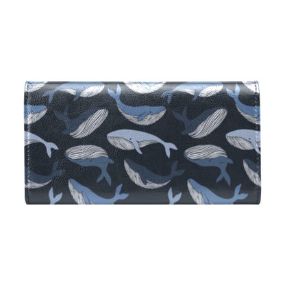 Whale Print Design LKS301 Women's Trifold Wallet
