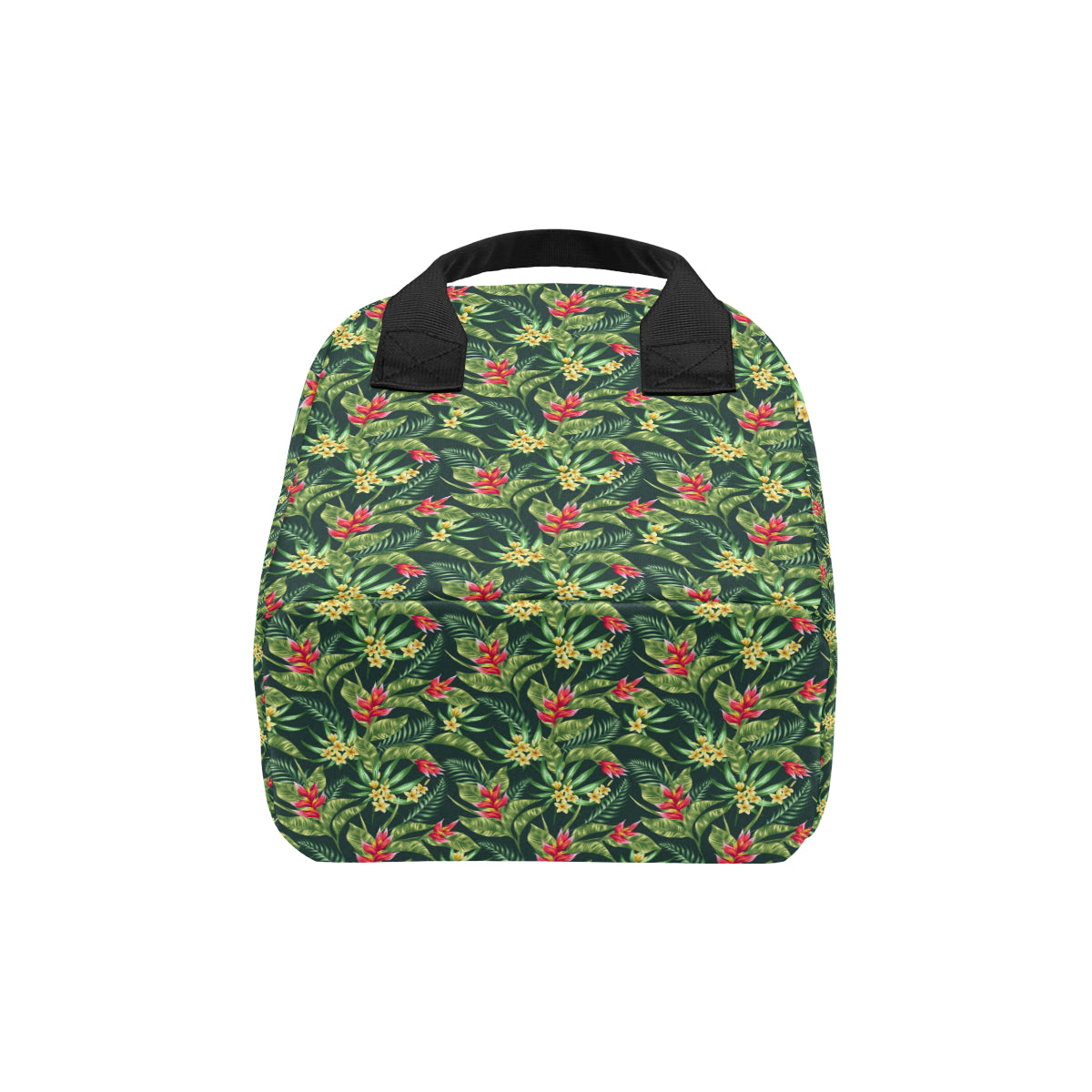 Tropical Folower Red Heliconia Print Insulated Lunch Bag