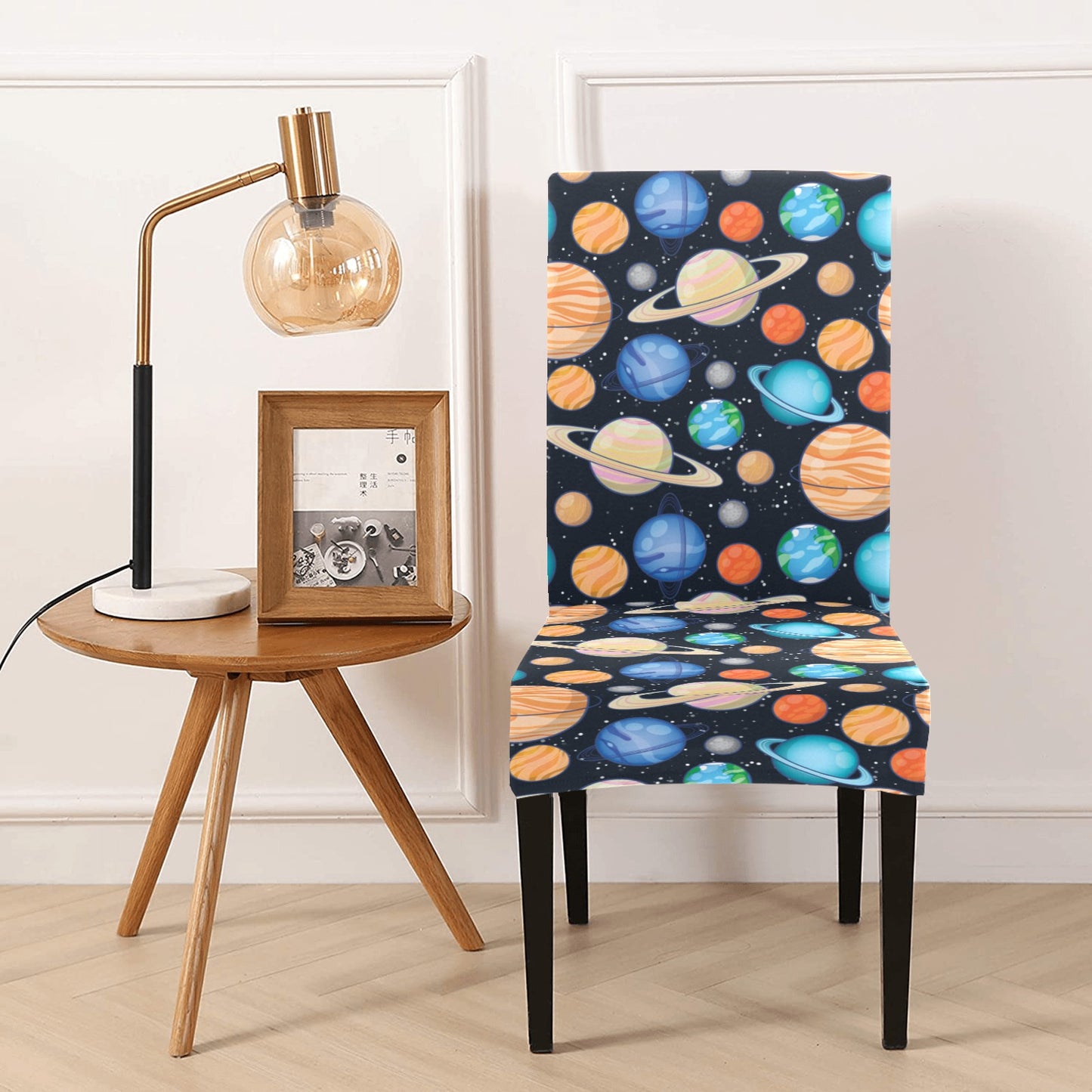 Planet Colorful Print Design LKS301 Dining Chair Slipcover