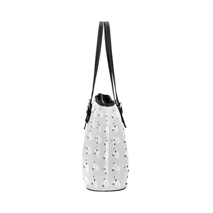 Bull Terrier hand draw Print Pattern Leather Tote Bag