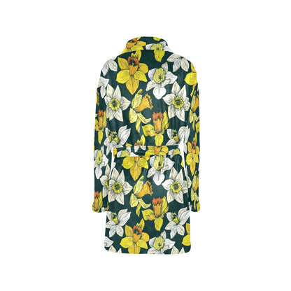Daffodils Pattern Print Design DF02 Women's Fleece Robe