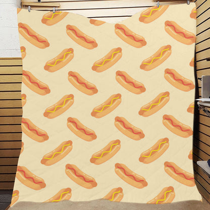 Hot Dog Pattern Print Design 05 Premium Quilt