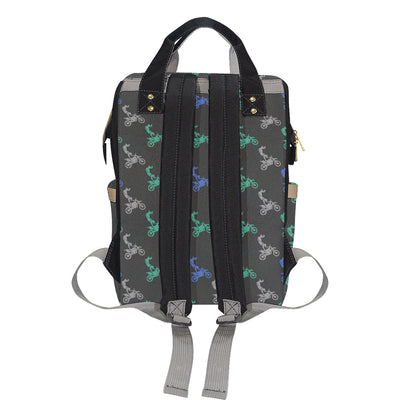 Motocross Pattern Print Design 02 Diaper Bag Backpack