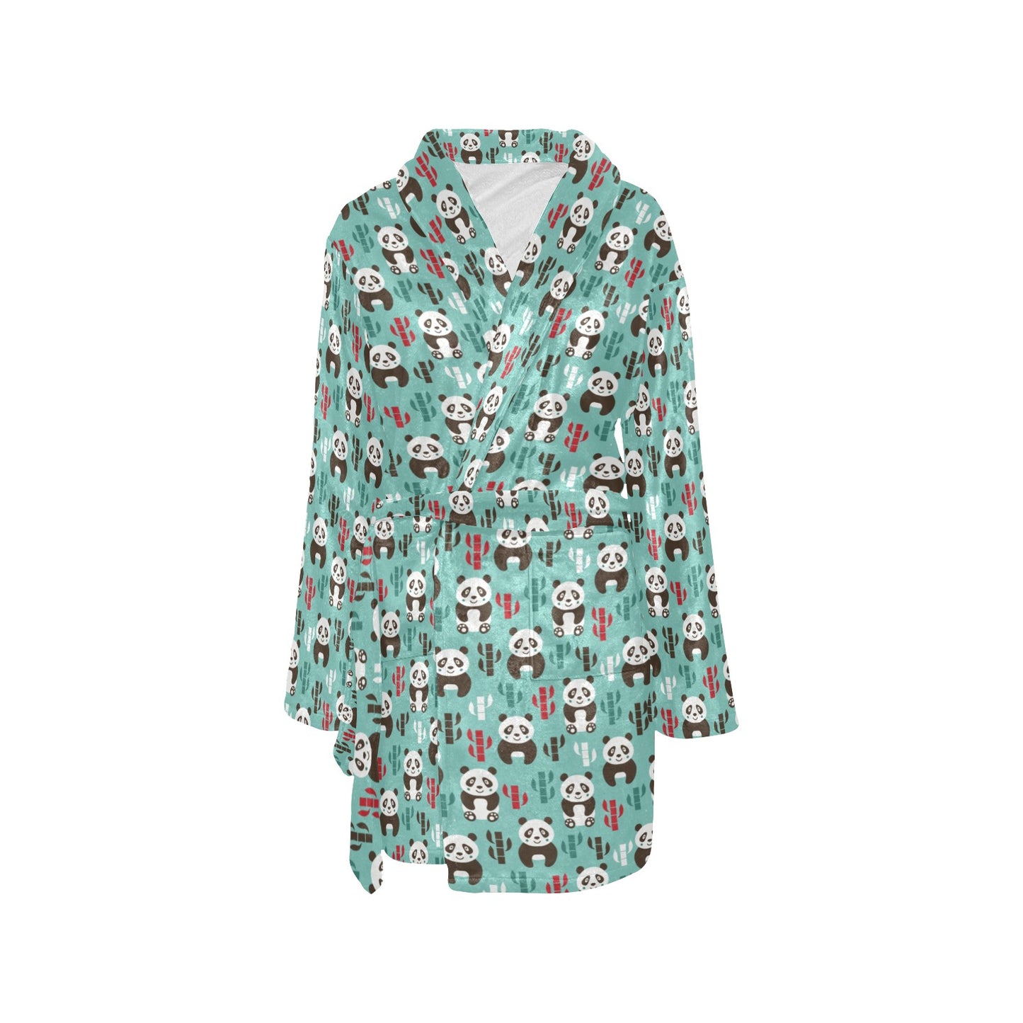 Panda Bear Cute Themed Print Women's Fleece Robe