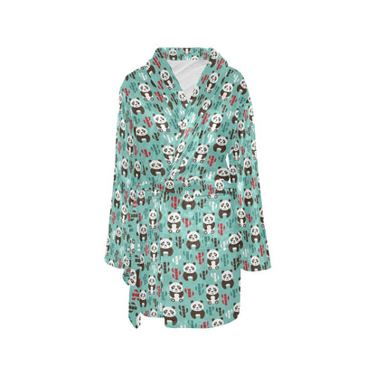 Panda Bear Cute Themed Print Women's Fleece Robe