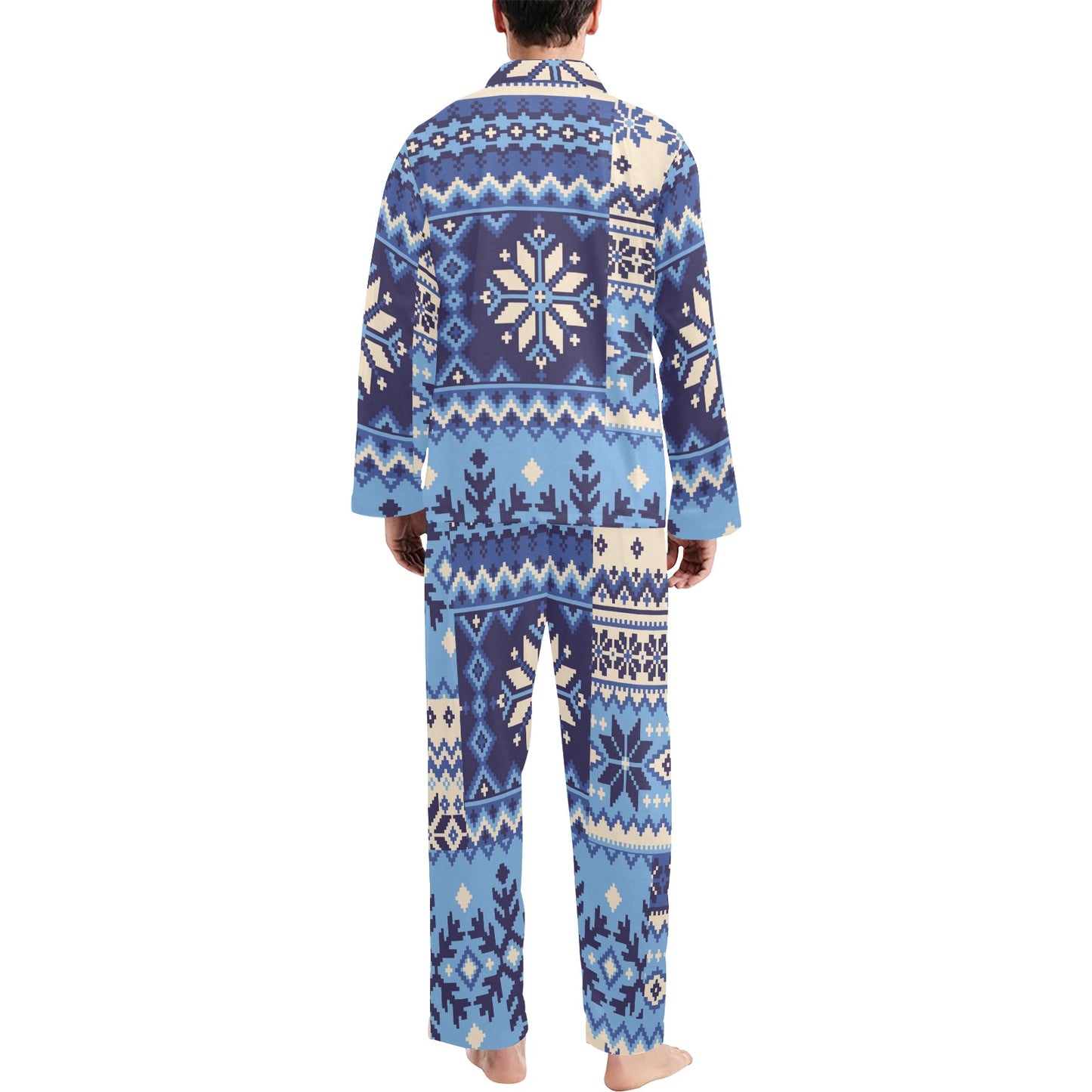 Nordic Pattern Print Design A04 Men's Long Pajama Set