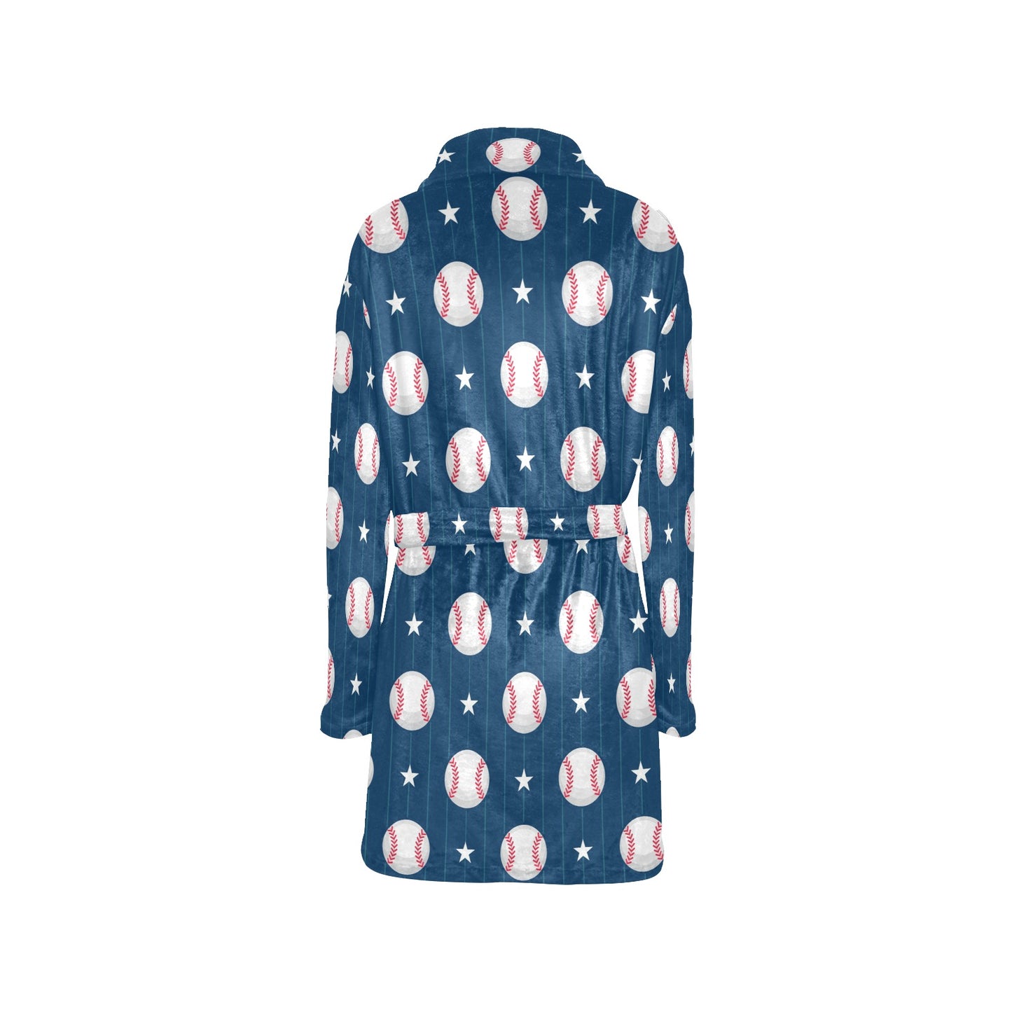 Baseball Star Print Pattern Women's Fleece Robe