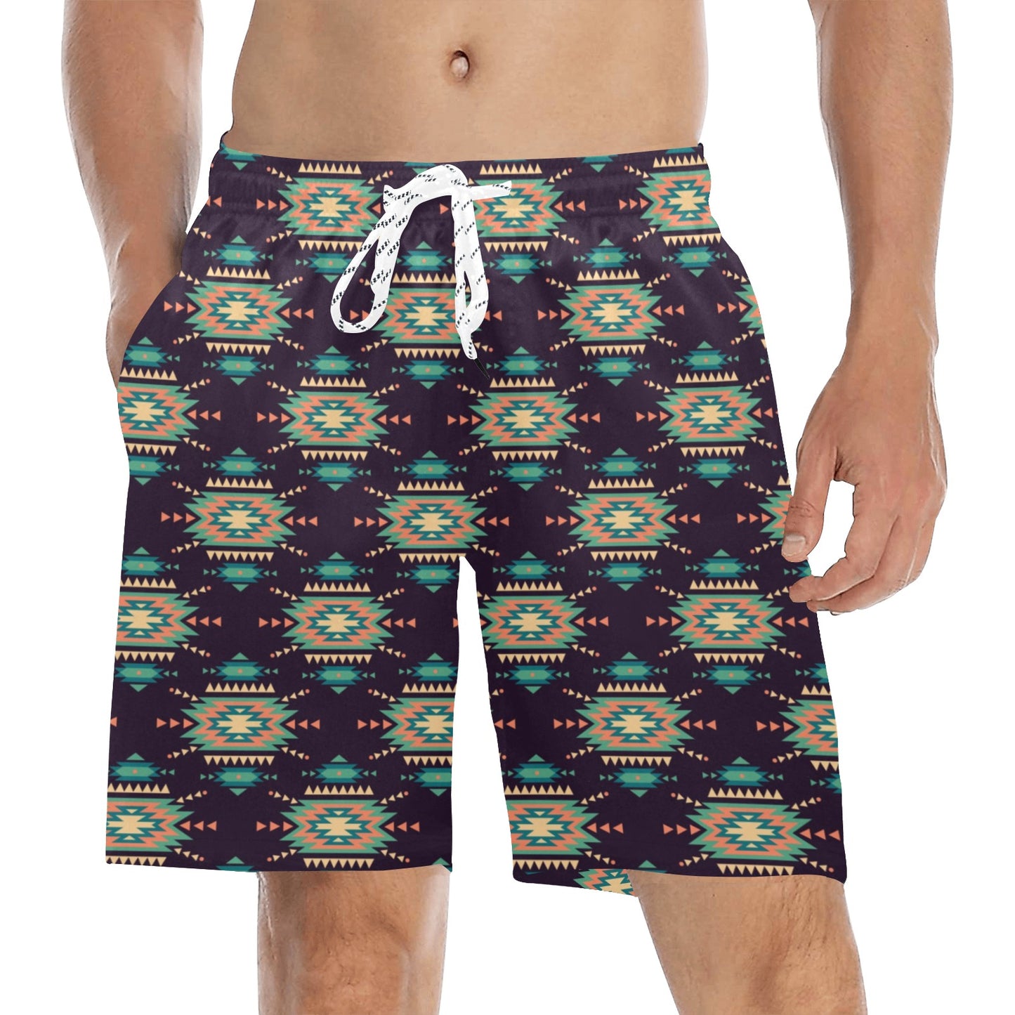 Navajo Geometric Style Print Pattern Men's Swim Trunks Beach Shorts