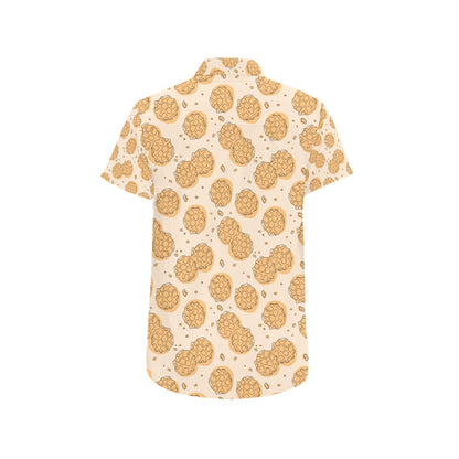 Waffle Print Design LKS303 Men Short Sleeve Button Up Shirt