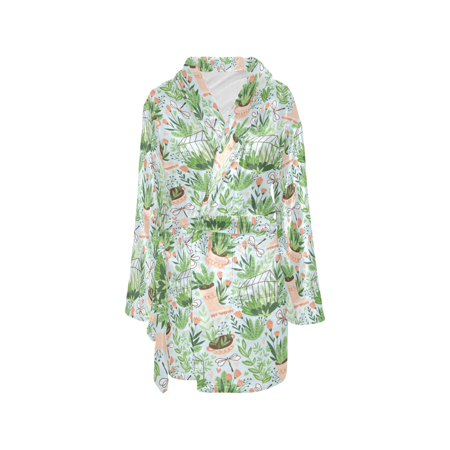 Gardening Pattern Print Design G04 Women's Fleece Robe