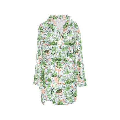 Gardening Pattern Print Design G04 Women's Fleece Robe
