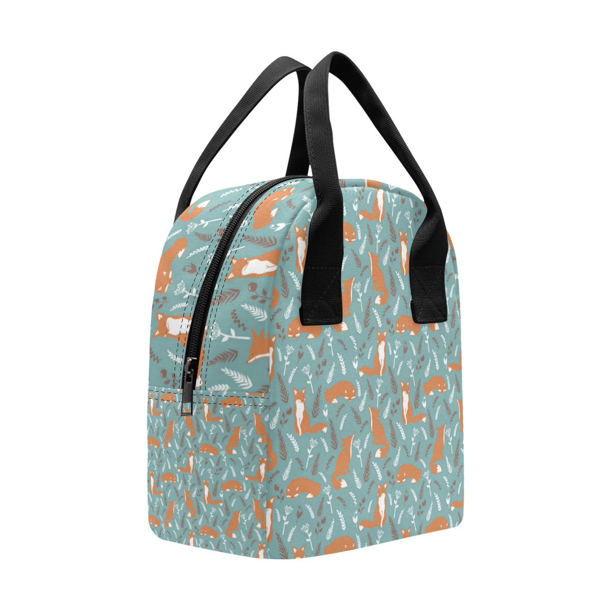 Fox Forest Print Pattern Insulated Lunch Bag