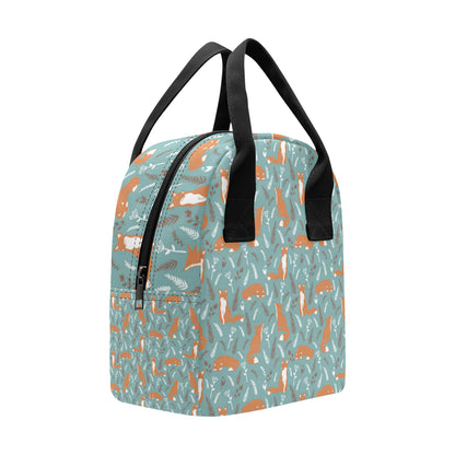 Fox Forest Print Pattern Insulated Lunch Bag