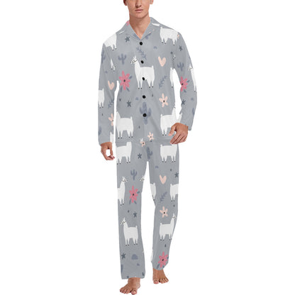 Llama Pattern Print Design 010 Men's Long Pajama Set