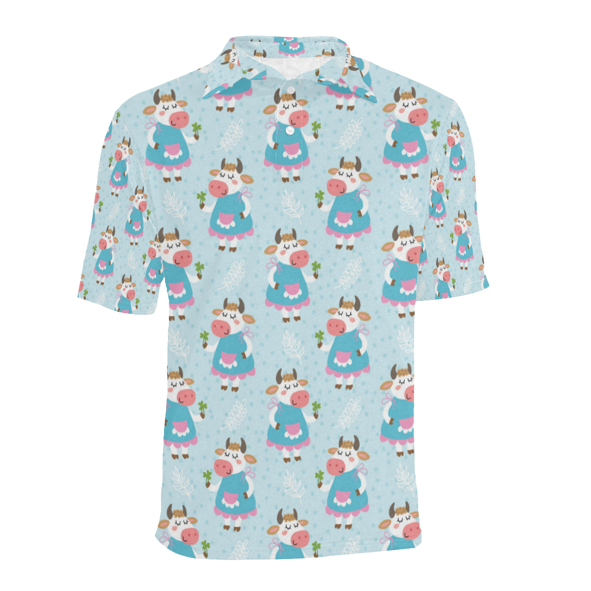 Cattle Happy Pattern Print Design 03 Men Polo Shirt