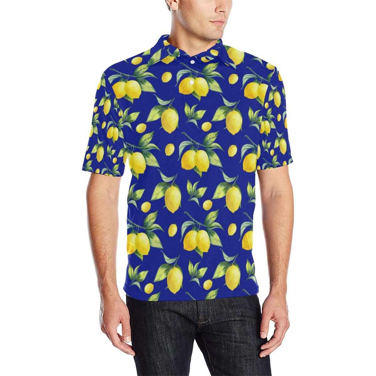 Lemon Pattern Print Design LM06 Men Polo Shirt