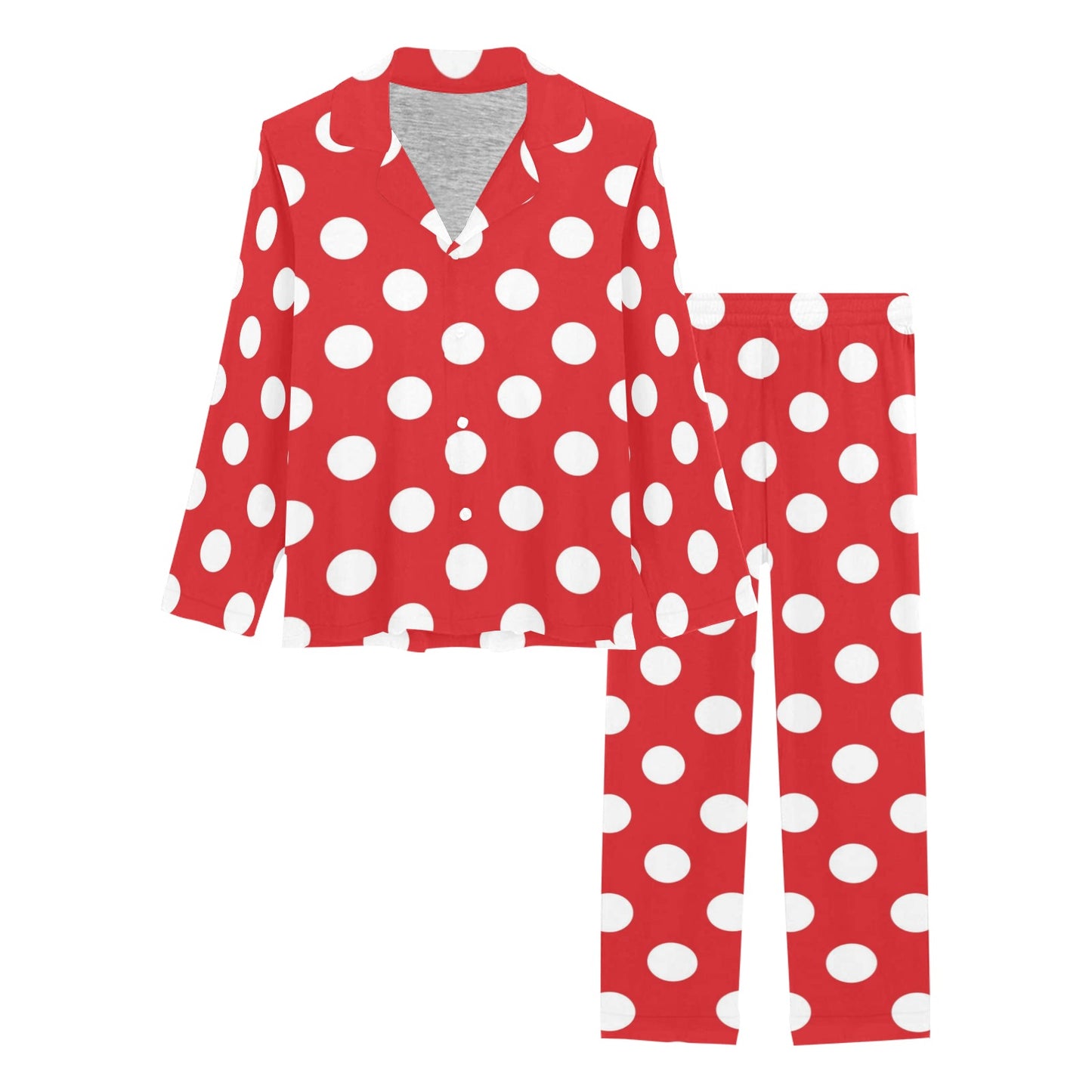 Polka Dot Red Pattern Print Design 04 Women's Long Pajama Set