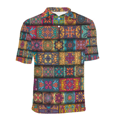 Mandala Style Design Print Men Polo Shirt