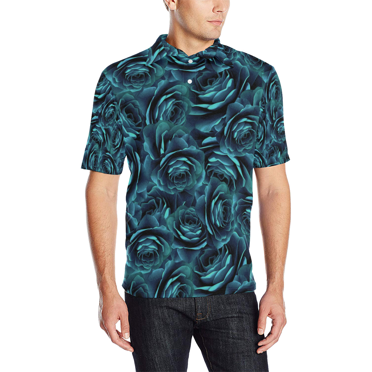 Camellia Pattern Print Design CM04 Men Polo Shirt