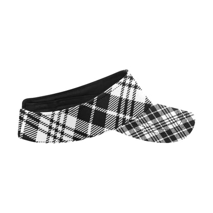 Plaid Black White Pattern Print Design A02 Unisex Sun Visor