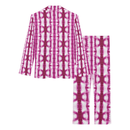 Tie Dye Dark Pink Print Design LKS303 Women's Long Pajama Set