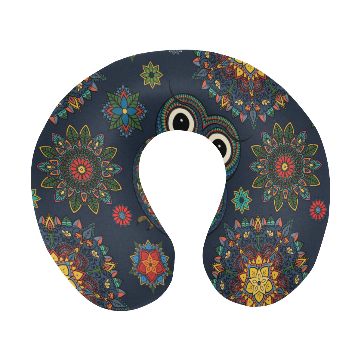 Owl Boho Style Pattern Print Design A04 U-Shaped Travel Neck Pillow