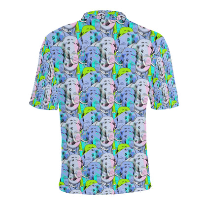 Elephant Art color Print Pattern Men Polo Shirt