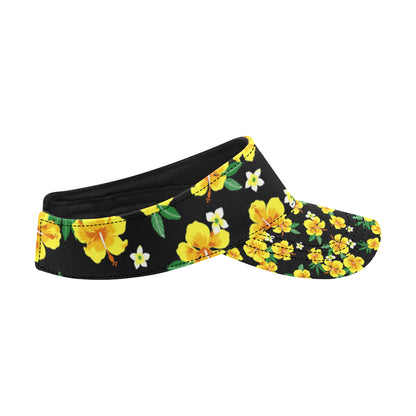 Yellow Hibiscus Pattern Print Design HB08 Unisex Sun Visor