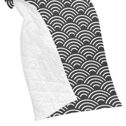 Scales Black White Pattern Print Design 03 Premium Quilt