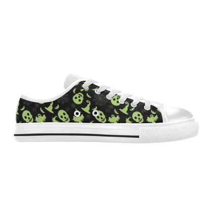 Witch Halloween Print Design LKS306 Women's White Low Top Shoes