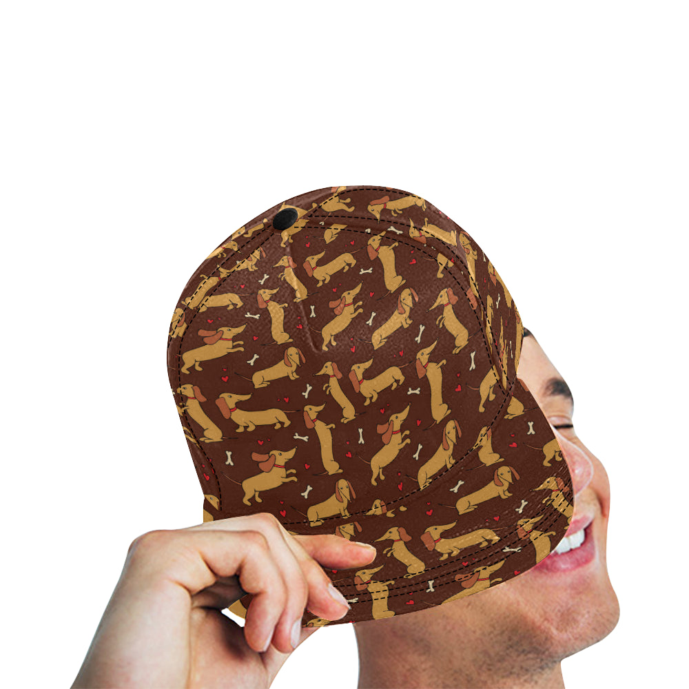 Dachshund Happy Print Pattern Snapback Cap