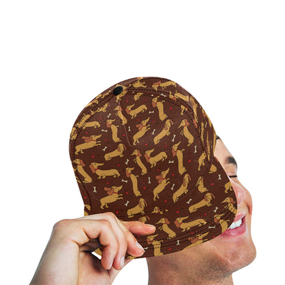 Dachshund Happy Print Pattern Snapback Cap