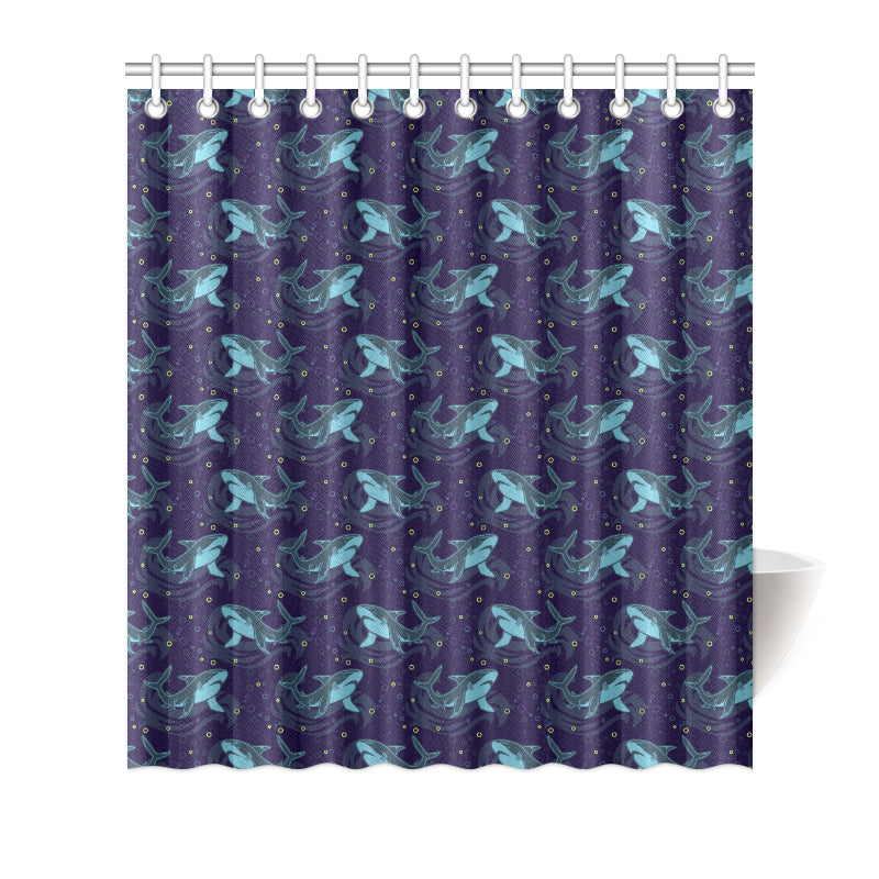 Shark Themed Print Shower Curtain