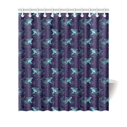Shark Themed Print Shower Curtain