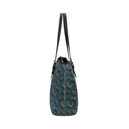 Koi Carp Gold Design Themed Print Leather Tote Bag