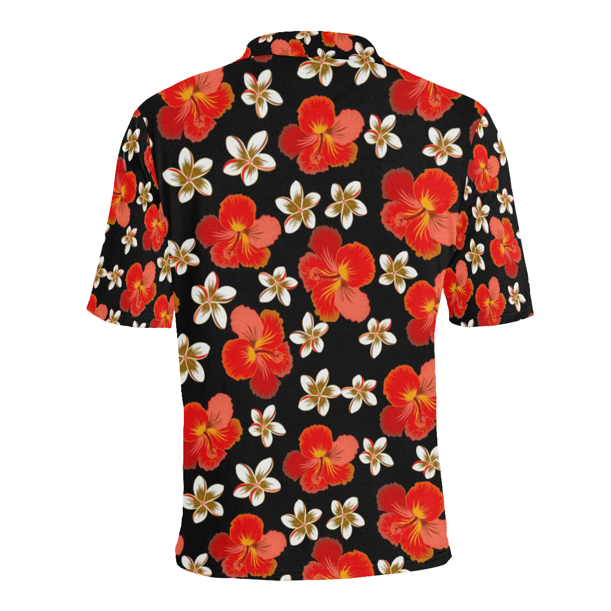 Red Hibiscus Pattern Print Design HB022 Men Polo Shirt