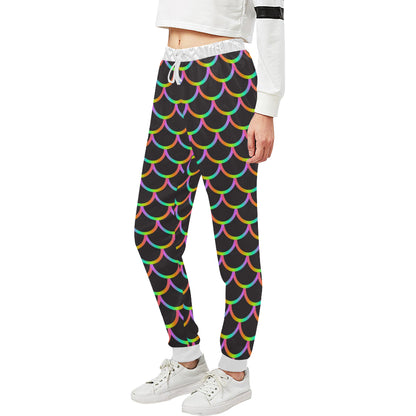 Mermaid Tail Rainbow Design Print Unisex Sweatpants