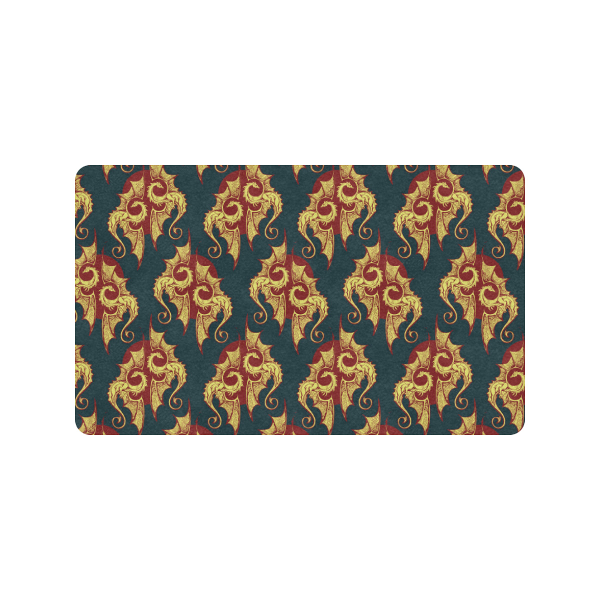 Dragons Gold Design Pattern Rubber Doormat