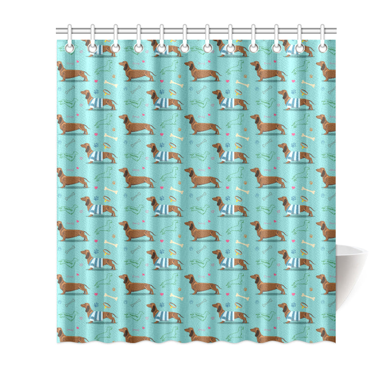 Dachshund Paw Decorative Print Pattern Shower Curtain