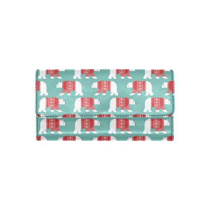Polar Bear Pattern Print Design A04 Women's Trifold Wallet