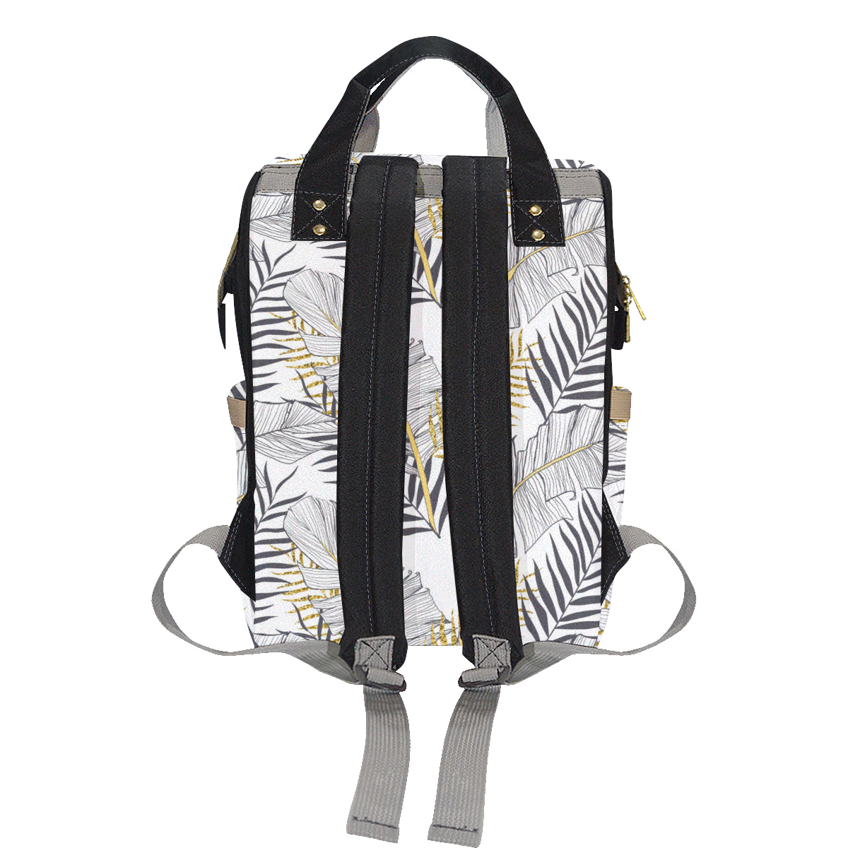 Gold Glitter Tropical Palm Leaves Diaper Bag Backpack