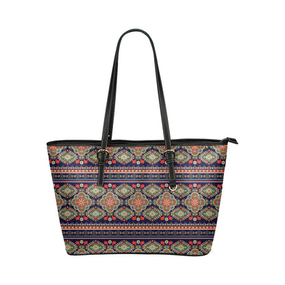 Ethnic Geometric Print Pattern Leather Tote Bag
